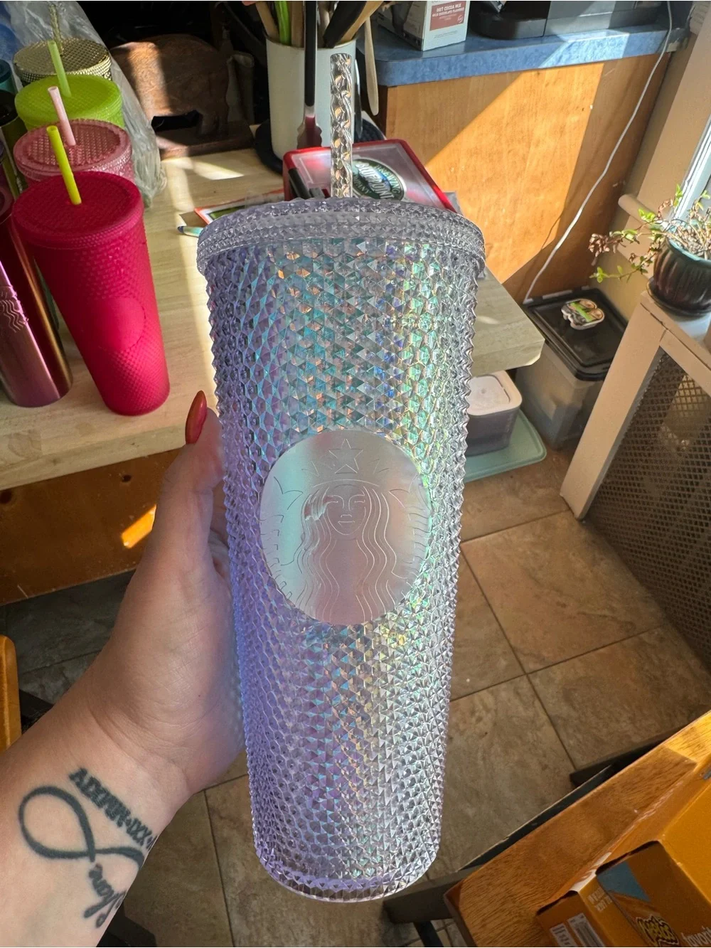 Starbucks Iridescent Lavender Studded Tumbler with Holographic Logo